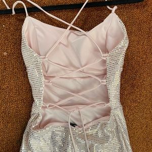 pink long windsor dress